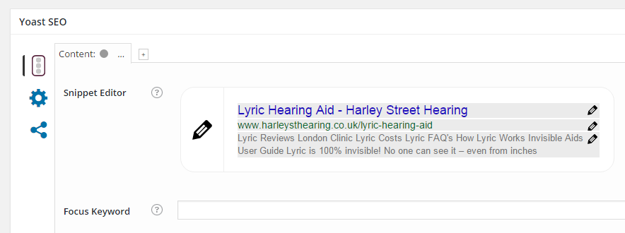 Yoast SEO snippet editor