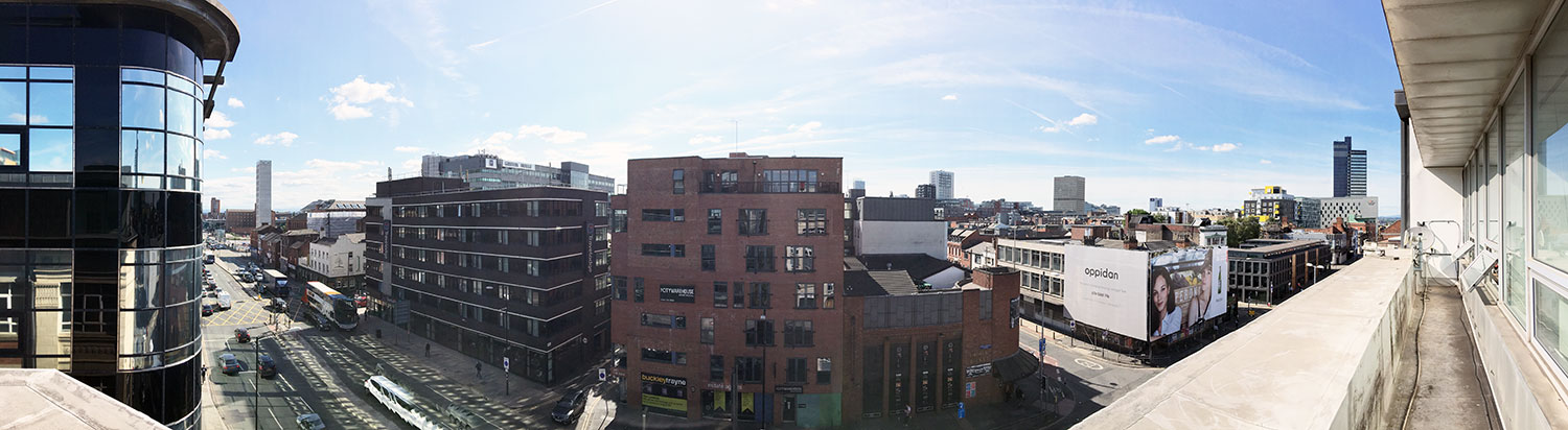 Our view from the top of Virginia House in Ancoats, Manchester