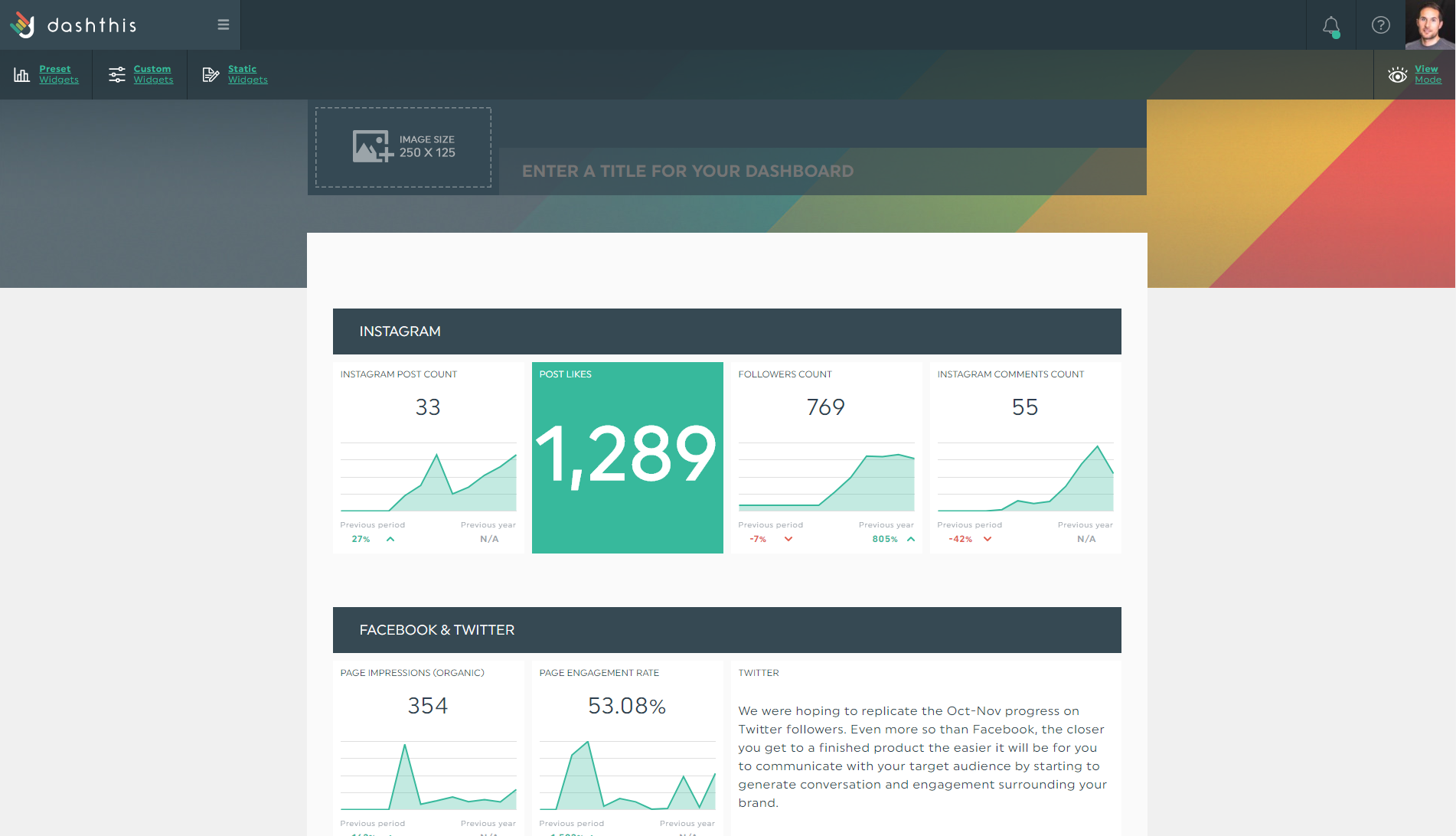 DashThis social media tools for reporting