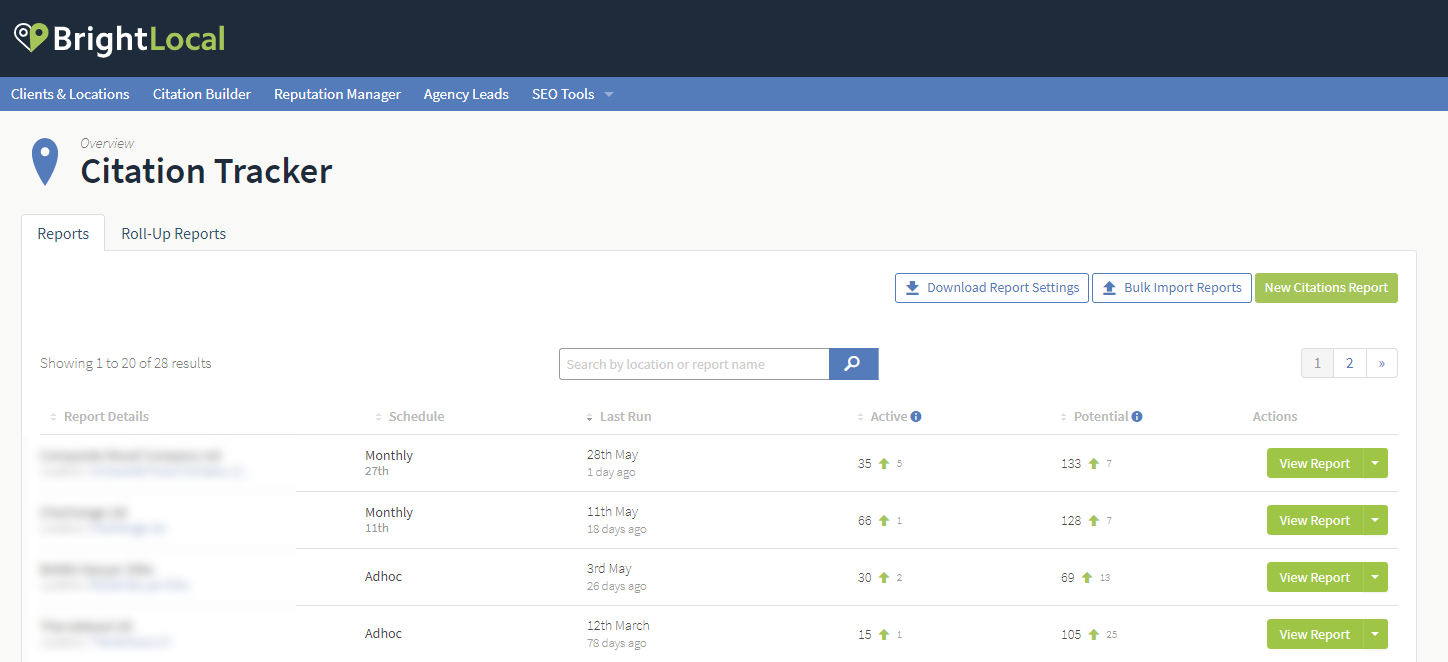 BrightLocal's Citation Tracker