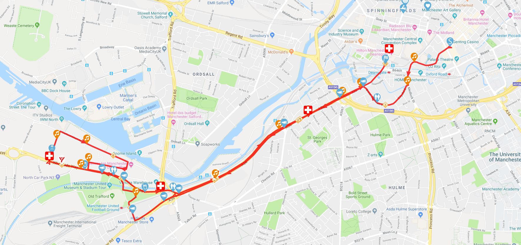 great manchester run 10k route map