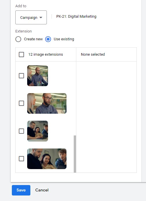 Adding image extensions to a Google Search campaign