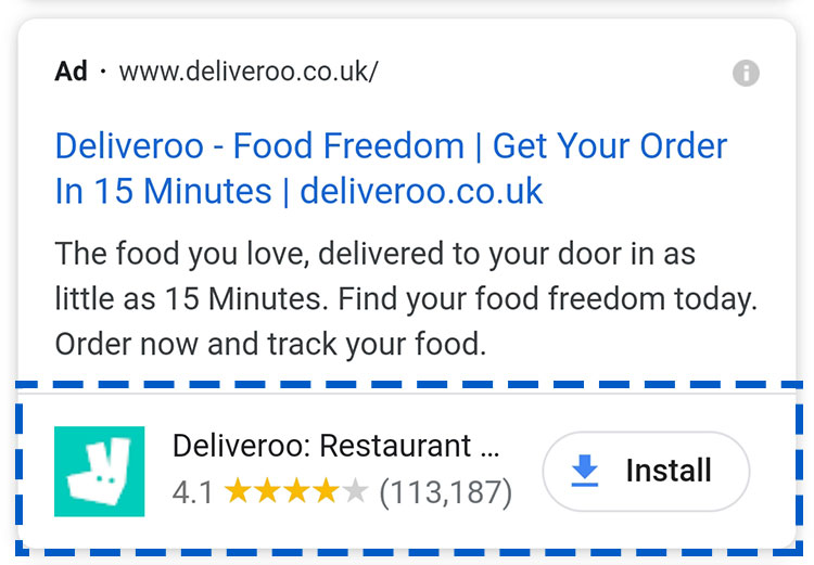 Example of Google Search App extension