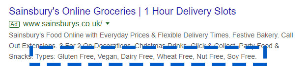 Example of Google Structured Snippet Extension