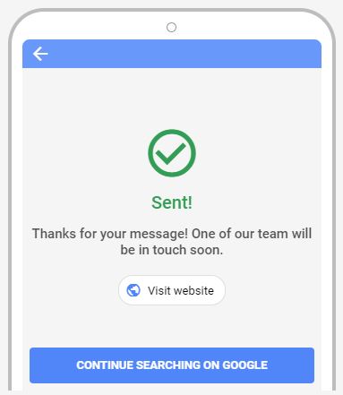 Lead generation form submission message on Google Search Ad Extensions