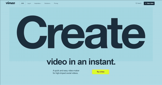 Animated video on landing page