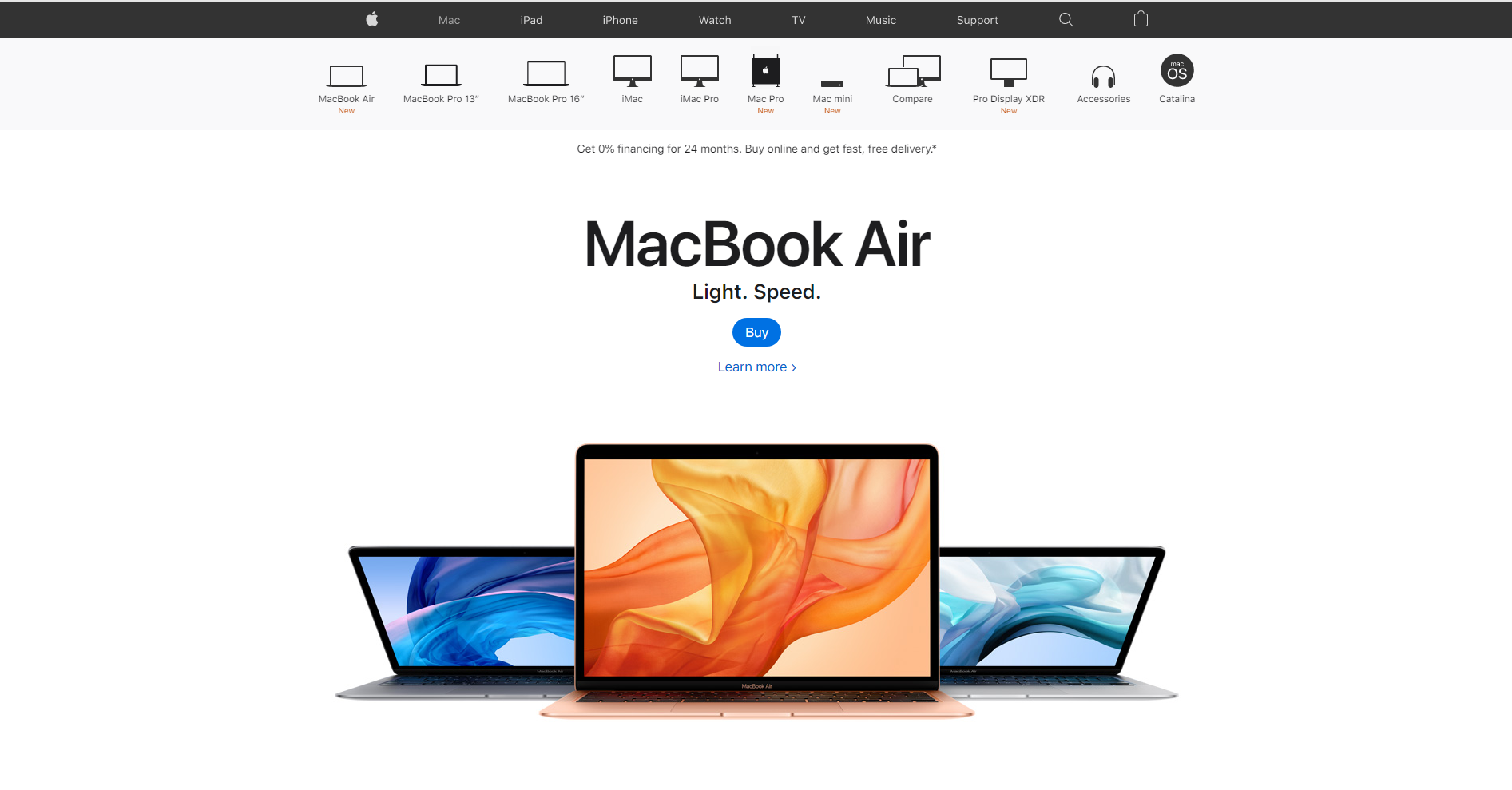 Apple MacBook Air Landing Page