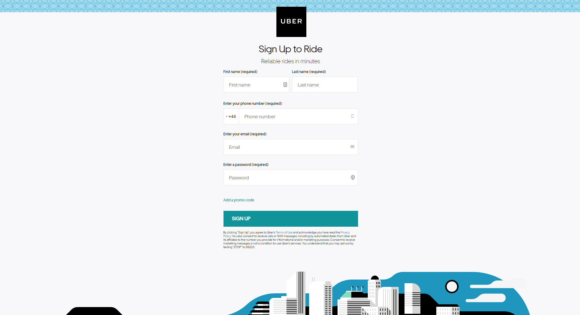 Uber Landing Page Contact Form