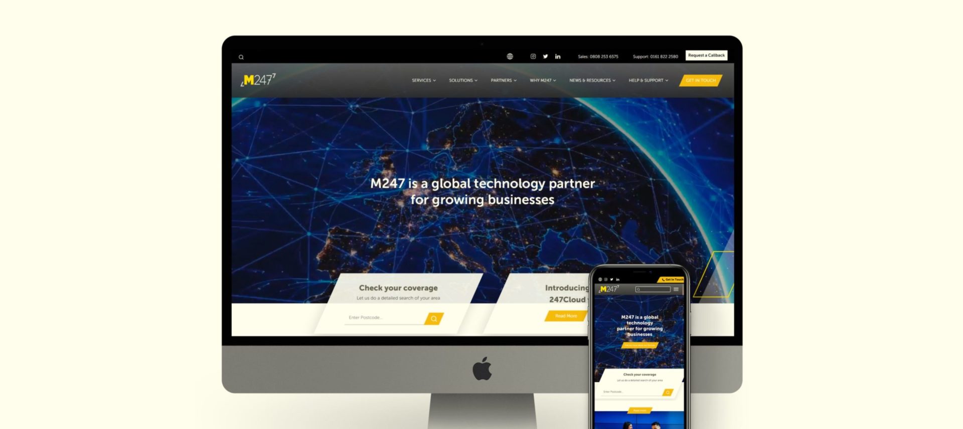 M247 homepage optimised for imac - web development