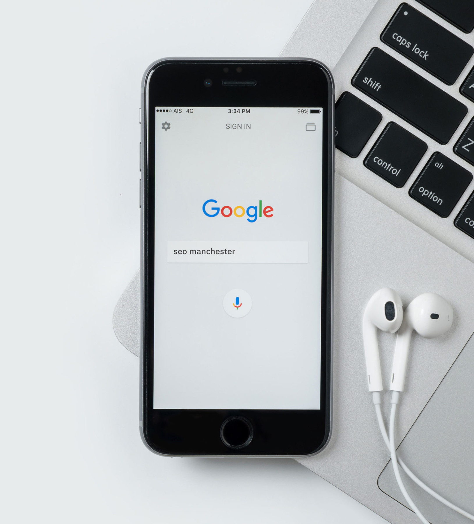 Mobile google search for 'seo manchester'