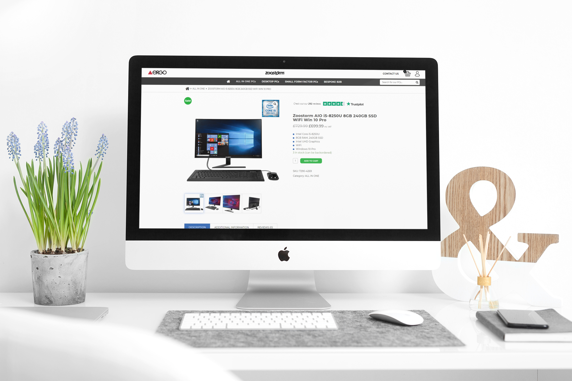 iMac showing the Zoostorm website