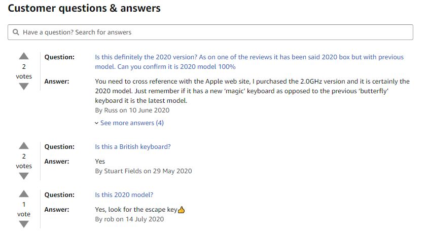 Amazon customer questions