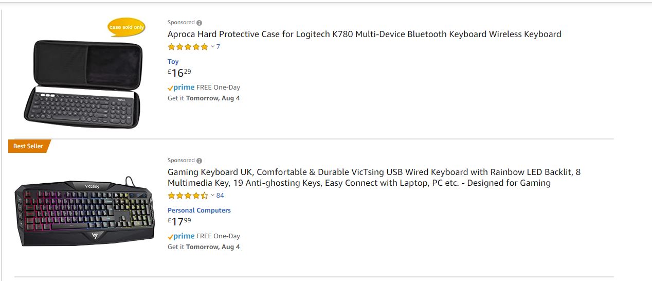 Amazon sponsored listings