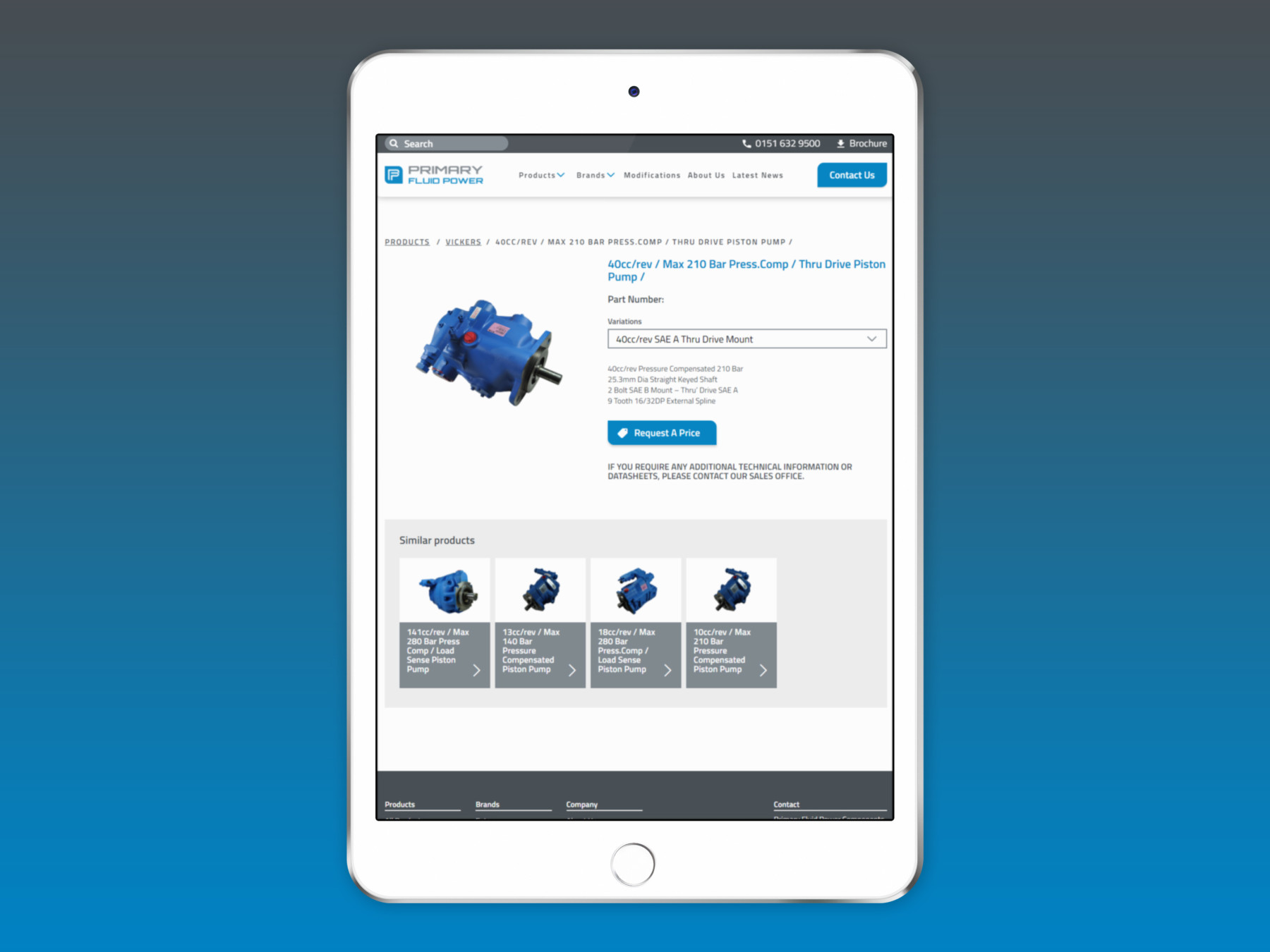 Primary Fluid Power | Ipad Website Design