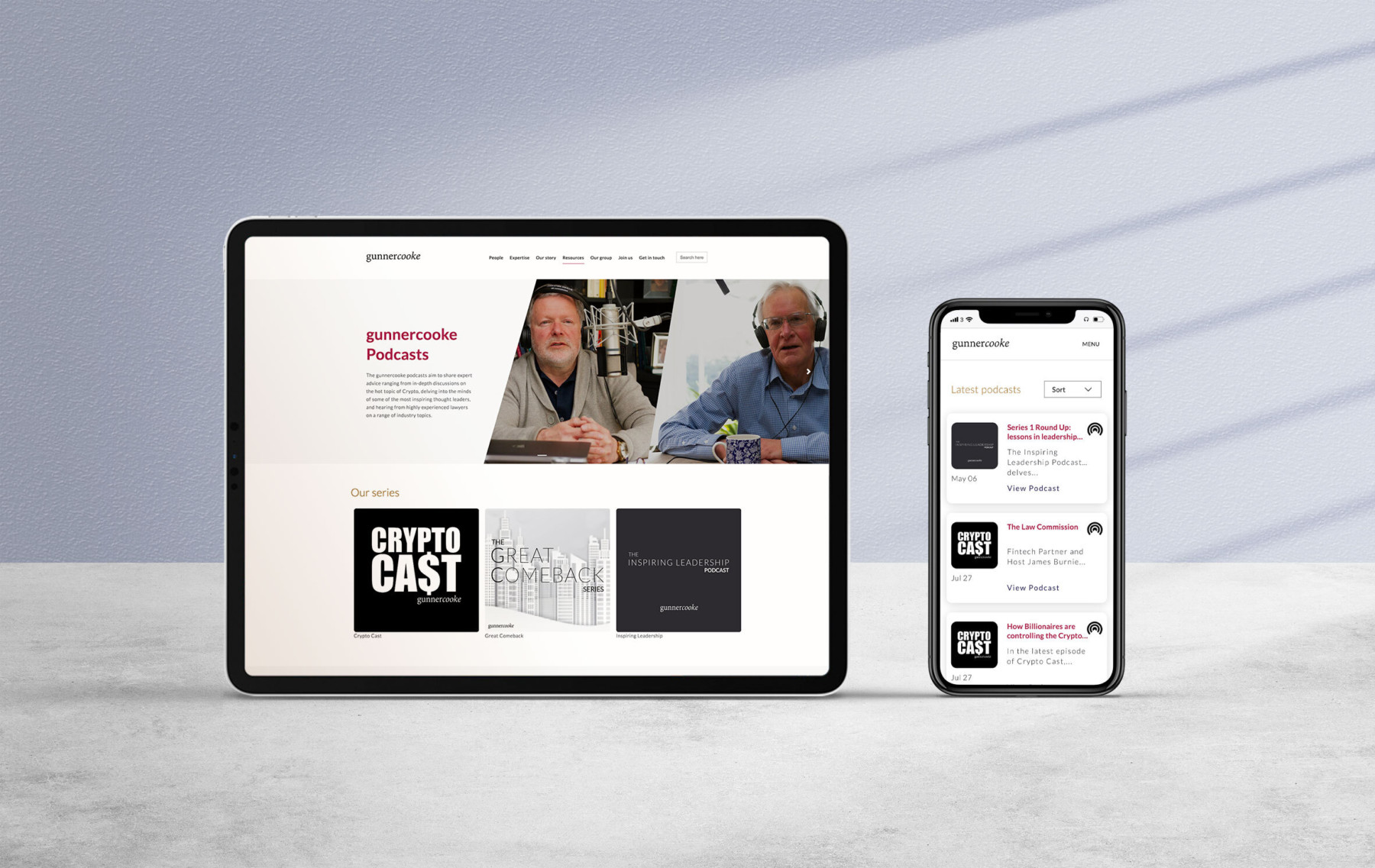 gunnercooke podcasts ipad mobile pixel kicks mock up