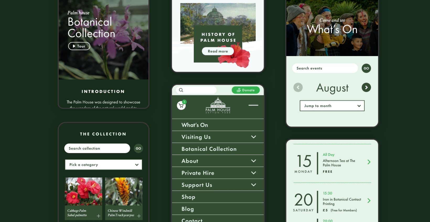 Sefton Park Palm House: Website Design - Mobile Layouts