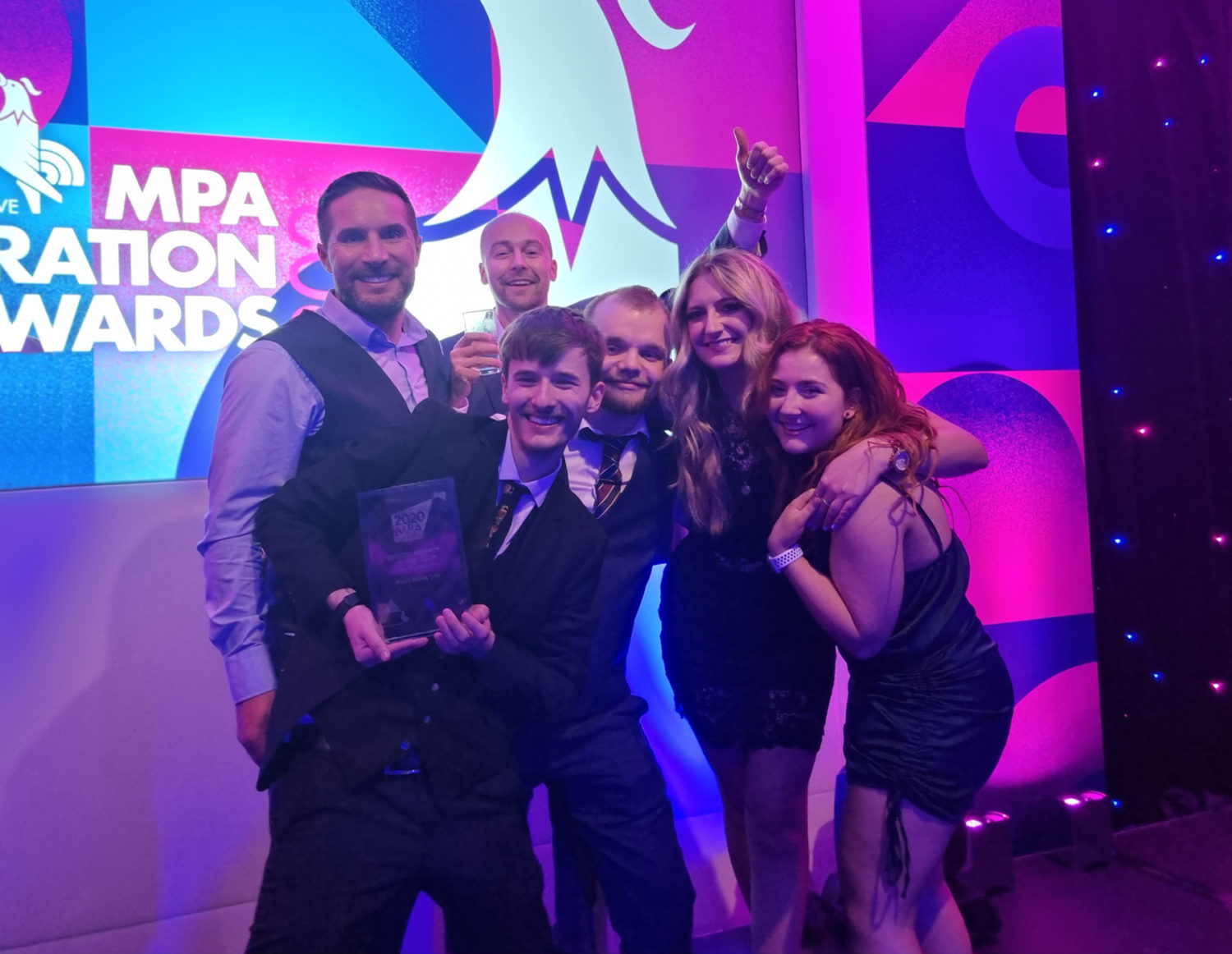 Pixel Kicks at the MPA Awards 2021 - Collecting our award on stage