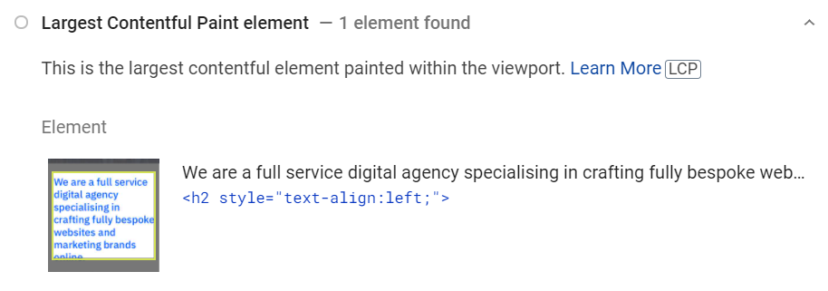 example of a largest contentful paint element
