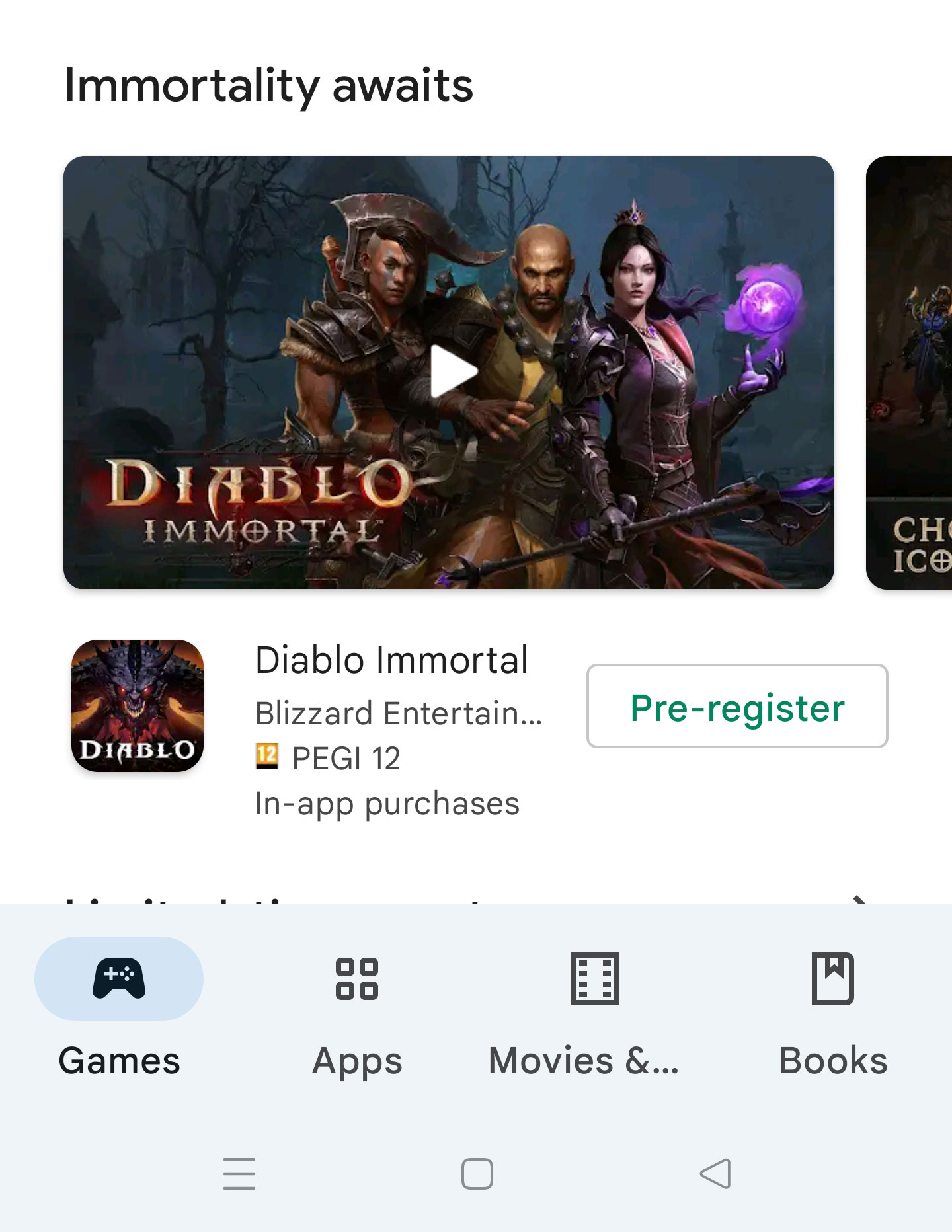 Example of app pre-registration advertising on Google Play