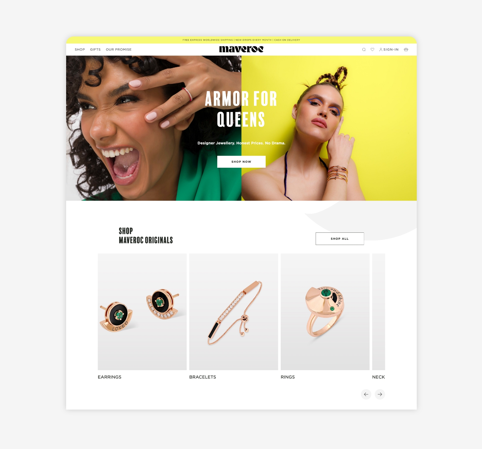 Maveroc | Jewellery Ecommerce Website Design 1