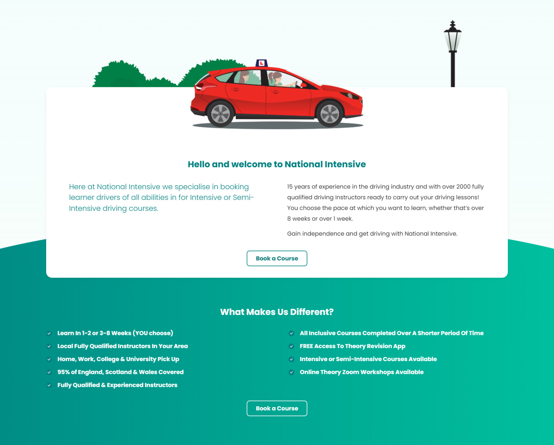 National Intensive | driving school website development
