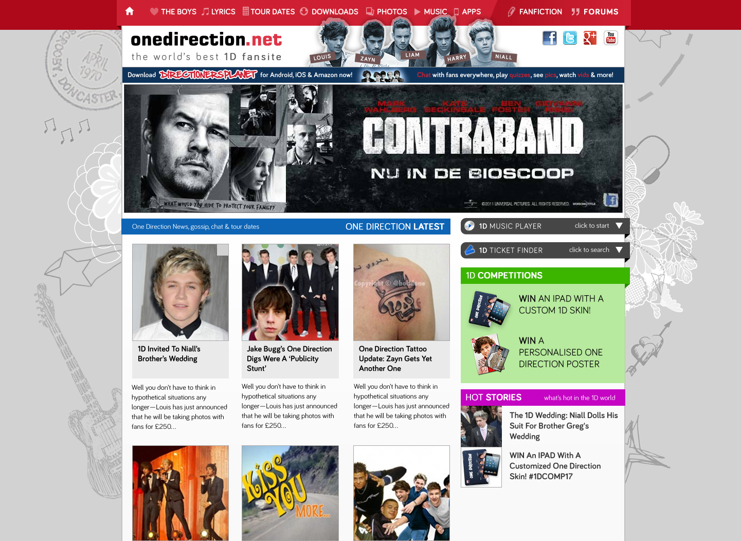 The old One Direction News homepage