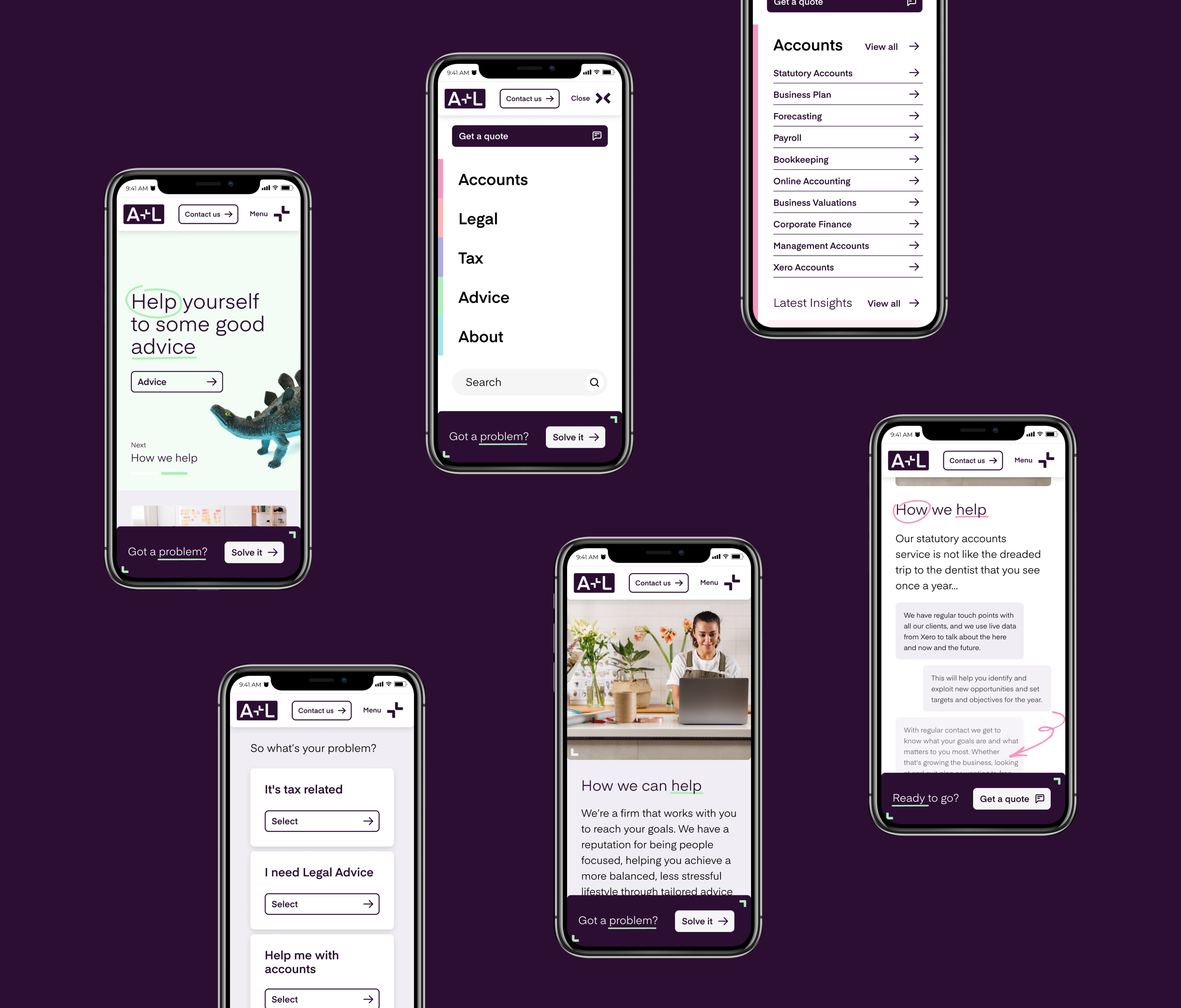 Accounts & Legal | Mobile Website Design