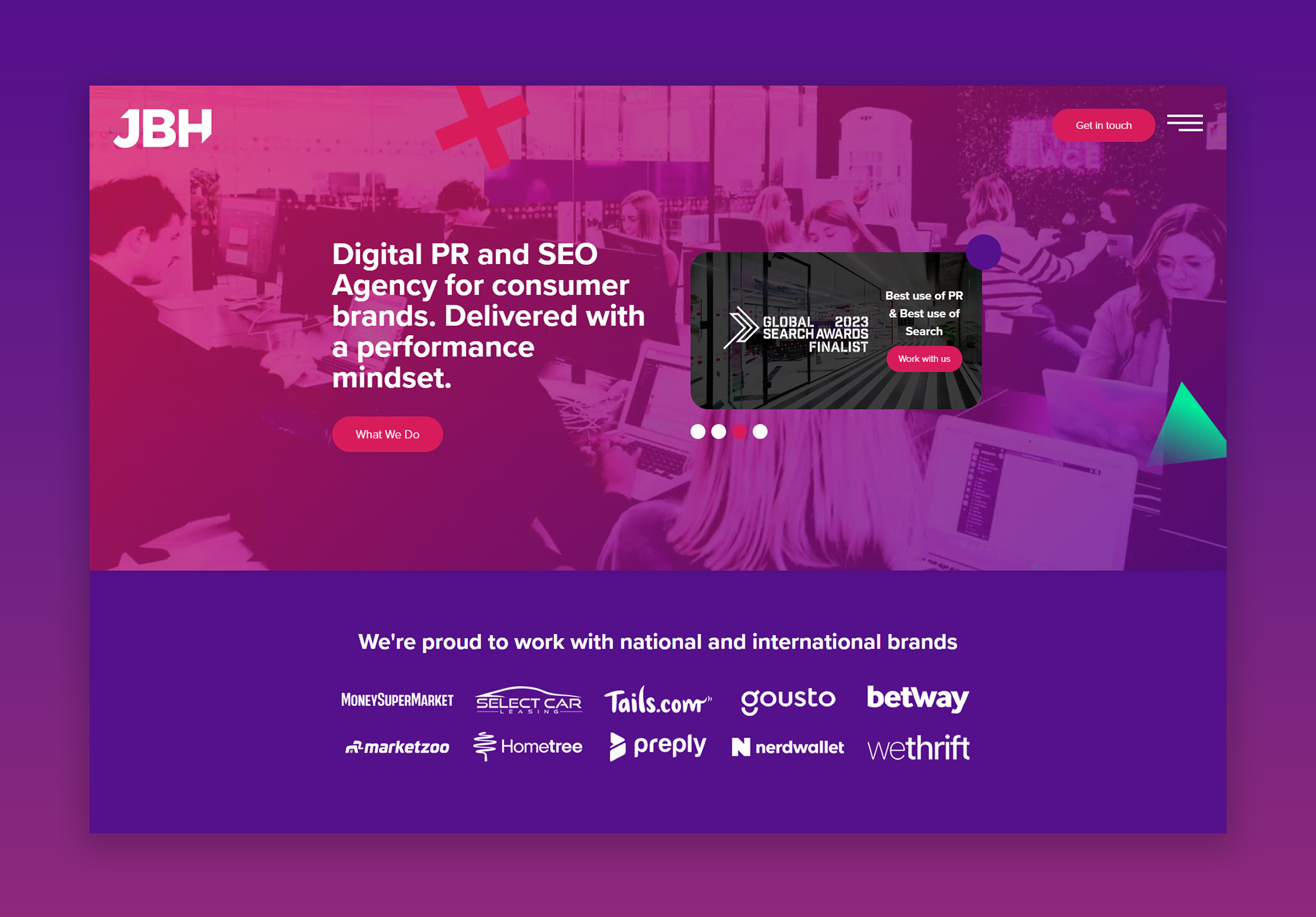 JBH | A digital PR agency in Manchester | Desktop website 1