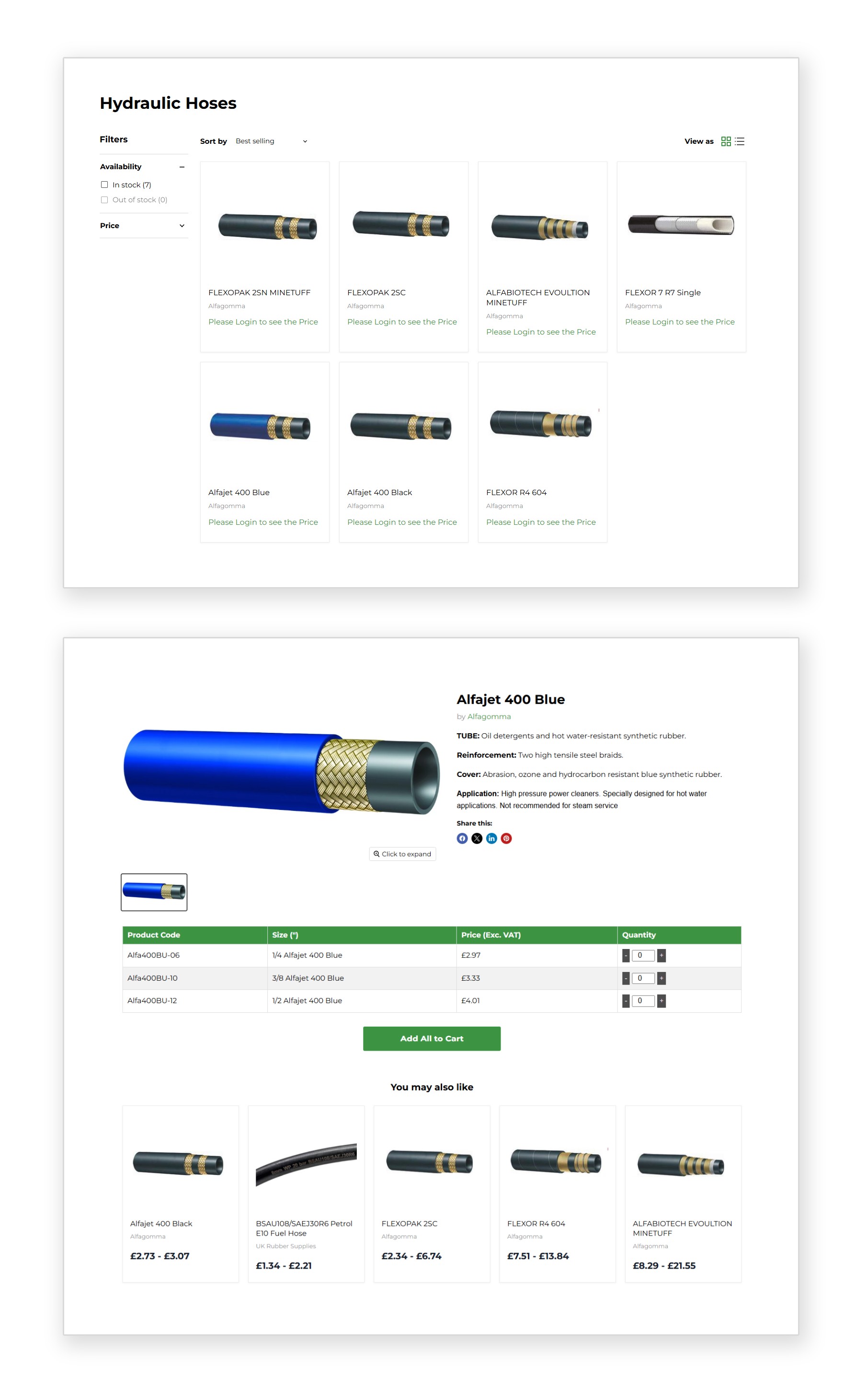 UK Rubber Supplies - B2B product page in Shopify