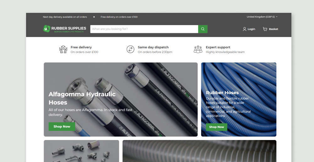 UK Rubber Supplies | Shopify Website