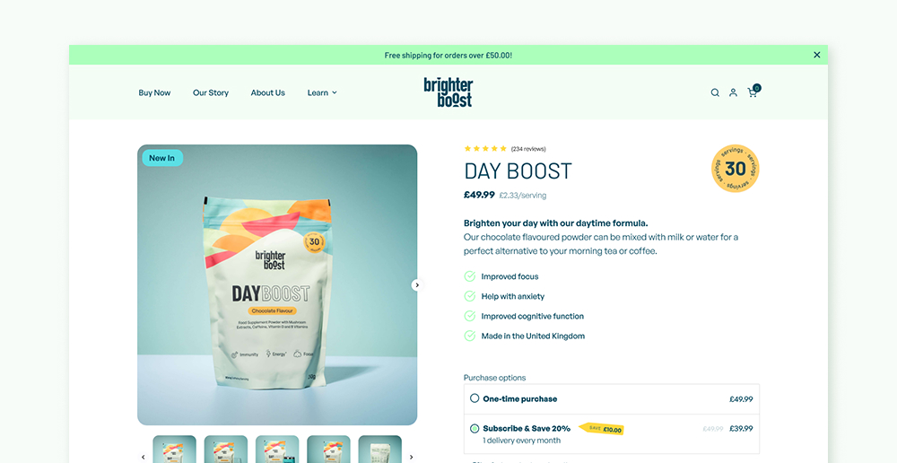 Brighter Boost | Shopify Website