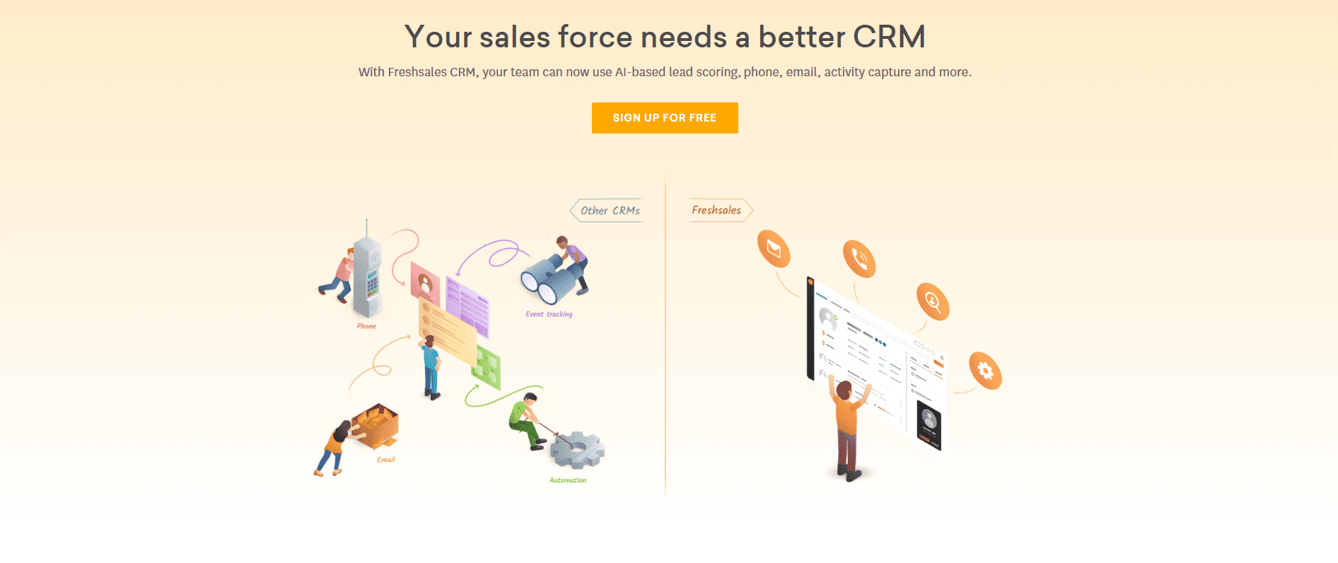 Freshworks landing page illustration