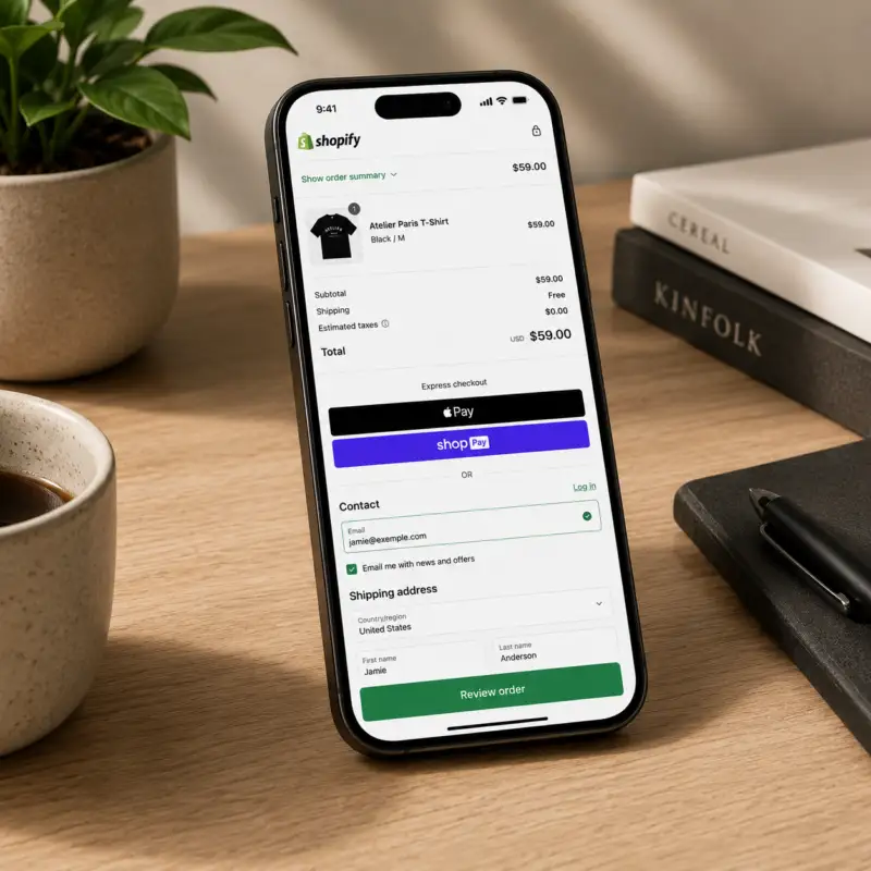 Shopify Plus checkout on an iPhone