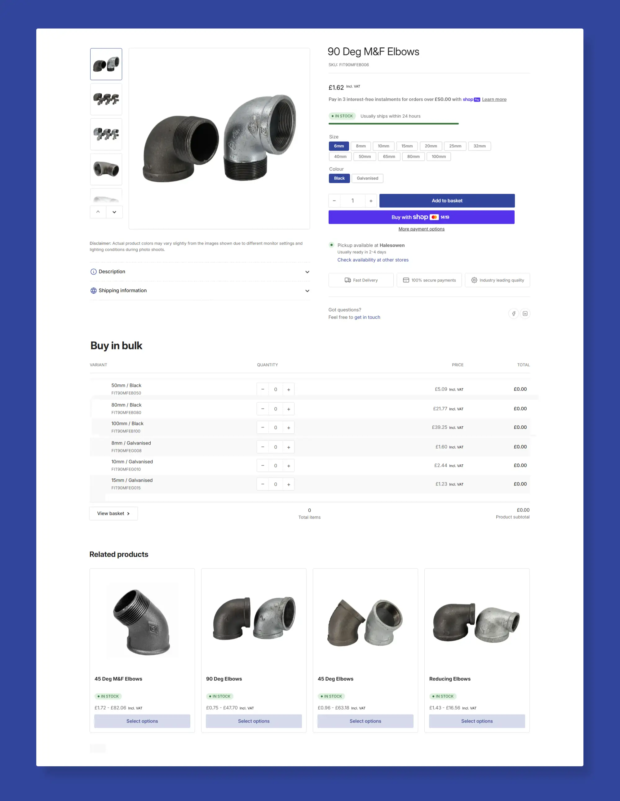 Bulk ordering options for a Shopify B2B store